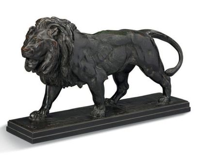 Antoine Louis Barye (1796-1875) Lion et lionne marchant
Deux bronzes
H: 22 - L: 39...