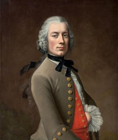 JOHANN GOERG ZIESENIS (COPENHAGUE 1716 - HANOVRE 1776) Portrait d'homme au noeud...