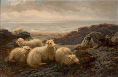 CHARLES H. BRANSCOMBE (ACT.1891- 1922) Moutons dans un paysage
Paire de panneaux
30...
