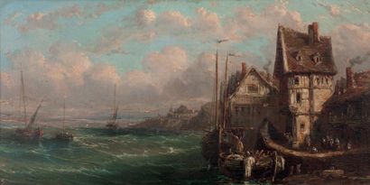 ATTRIBUÉ À CHARLES EUPHRASIE KUWASSEG (1838 - 1904) Bâteaux sur une mer agitée
Panneau
18...