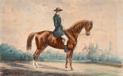 ERNEST DE MONFORT - XIXE SIÈCLE Cavaliers
Paire d'aquarelles
33 x 48 cm
31 x 50 cm
Signées...