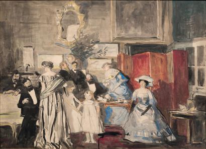 Lucien SIMON (1861-1945) L'heure du thé
Aquarelle
53 x 73,5 cm