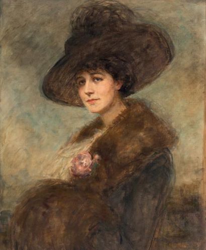 Ferdinand HUMBERT (1842-1934) Portrait d'élégante au chapeau
Toile
84,5 x 71 cm
Signée...