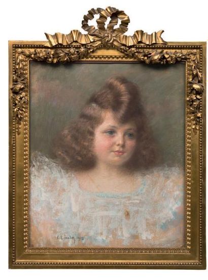 Charles LÉANDRE (1862-1934) Portrait de fillette
Pastel
48 x 40 cm
Daté 1902
Cadre...