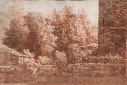 ATTRIBUÉ À JOSEPH BENOIT SUVEE (1743 - 1807) Paysage à la pergola et grands arbres
Sanguine...