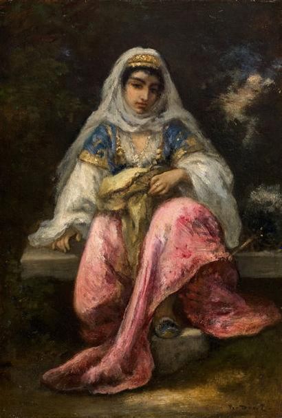 Narcisse Virgile DIAZ de LA PENA (1807-1876) Jeune turque à l'éventail, circa 1855-1860
Huile...