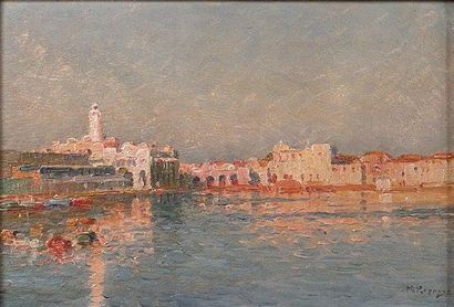 Marius REYNAUD (1860-1935) Alger
Triptyque.
Huile sur trois panneaux signés, dans...