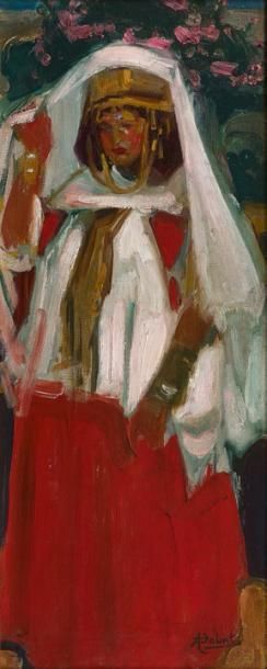 Alfred DABAT (1869-1935) Ouled-Nail
Huile sur toile, signée en bas à droite
72 x...