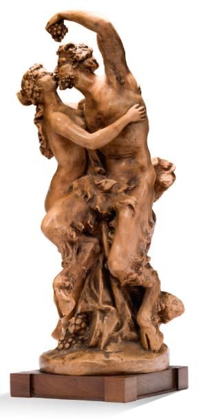 D'APRÈS CLAUDE-MICHEL CLODION (1738-1814) Faune et Nymphe, le baiser
Groupe en terre...