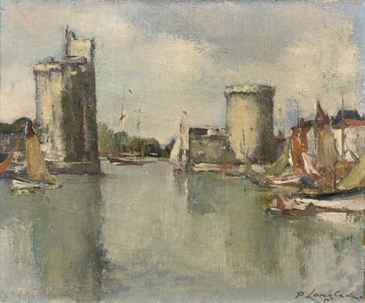 Pierre LANGLADE (1907-1972) 
Port de La Rochelle
Huile sur toile, signée en bas à...