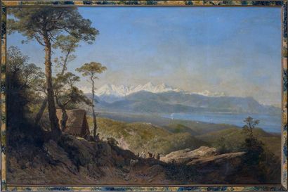 Karl Josef KUWASSEG (1802-1877) 
Paysage de montagne, 1870
Huile sur toile, signée...