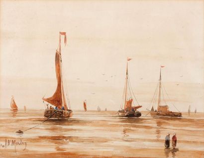Hendrik Willem MESDAG (1831-1915) 
Marine
Aquarelle, signée en bas à gauche
19 x...