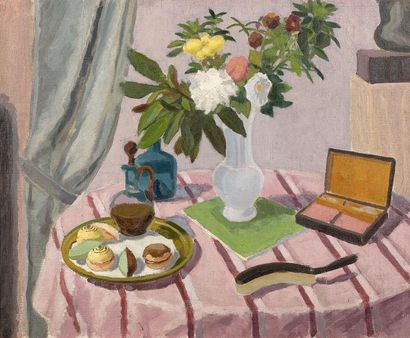 Jules CAVAILLES (1901-1977) 
Nature morte aux fleurs
Huile sur toile
64 x 78.5 c...