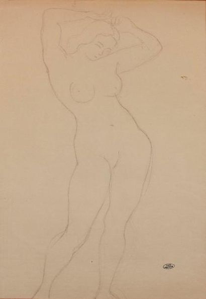 André DERAIN (1880-1954) 
Grand nu féminin
Crayon sur papier, marqué du cachet Atelier...
