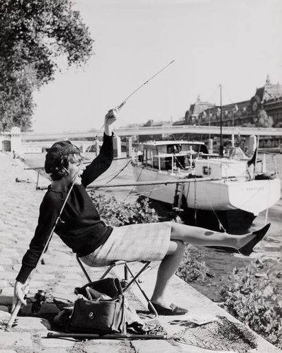 Christian LEMAIRE (né en 1932) 
A la pêche sur les bords de Seine, Paris 1958
Publicité,...