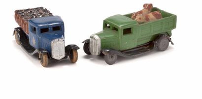CIJ 1935 plâtre et farine 
- Camion RENAULT charbonnier, pneus, bleu marine, châssis...