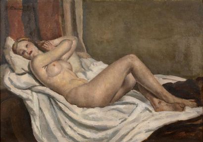 Edmond CERIA (1884-1955) 
Nu couché
Huile sur toile, signée en haut à gauche
33 x...