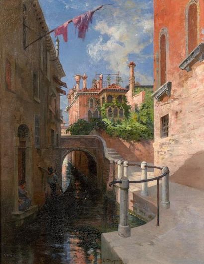 Edmond L. DUPAIN (1847-1933) 
Venise
Huile sur toile, signée en bas au milieu, située...