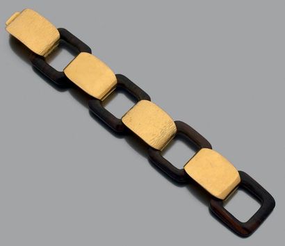 null Bracelet articulé en or jaune 18k (750) composé de maillons rectangulaires en...