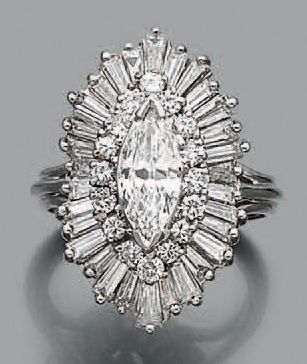 Bague en platine (950) sertie d'un diamant...
