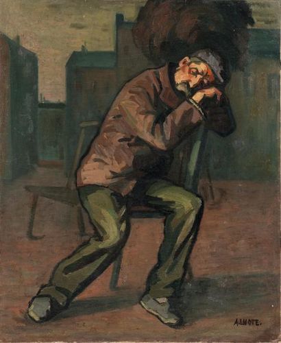 André LHOTE (1885-1962) 
Portrait d'homme assoupi, circa 1907-1911
Huile sur toile,...