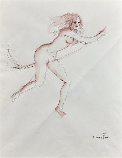 Léonor FINI (1907-1996) 
Iride-Méssagère,1985
Encre de chine et aquarelle sur papier,...