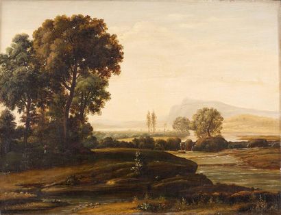 Charles LEFEVRE (né en 1810) 
Paysage
Huile sur panneau, signée en bas à gauche 34.5...