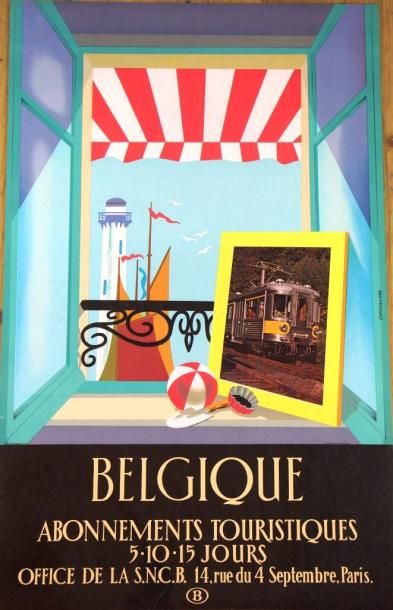 null BELGIQUE - 3 Affiches des Chemins de fer belges dont 2 identiques par CRAPOUILLARD....