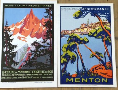 null Roger BRODERS - 6 Affichettes : Menton, la Chaîne du Mont Blanc et Le Lac d'Annecy...