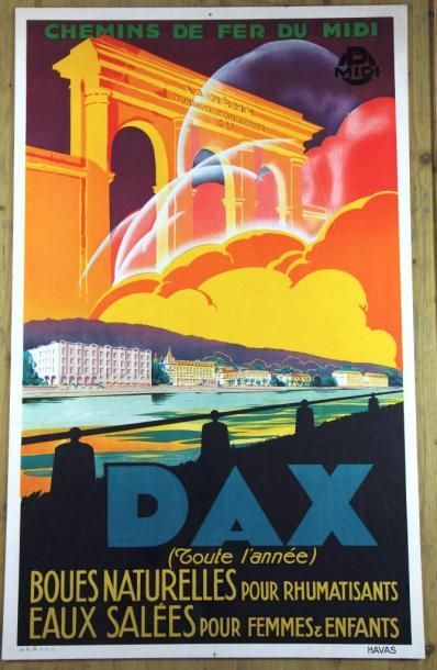 null Anonyme - Chemins de fer du Midi – Dax, 1935. Havas éd.
100 x 62 cm.
Affiche...