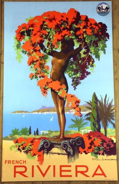 null Lucien LACAZE - PLM. French Riviera.Imp. Lucien Serre à Paris, 

100 x 62 cm.

Affiche...