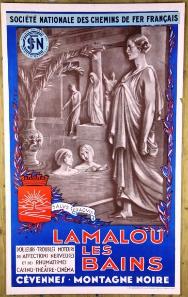 null LAFNET - SNCF. Lamalou-les-Bains. Imp. E. Bandelot à Paris,
100 x 62 cm.
Deux...