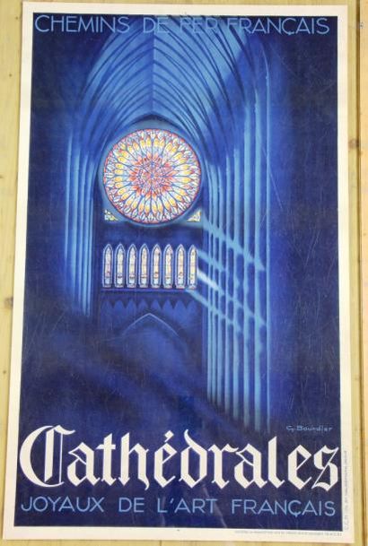 null SNCF - ensemble de 6 affiches de tourisme : St. Wandrille, 1938 - Cathédrale,...