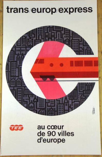 null SNCF - 8 affiches dont :
- 2 affiches SNCF "Trains autos couchettes", 1965....