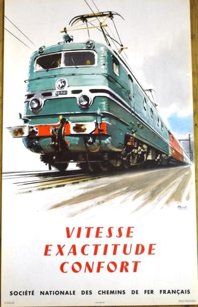 null A. BRENET - 3 Affiches pour la SNCF, 1955-65. Locomotives en gros plan, 

100...