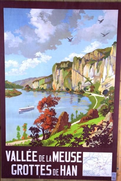 null BELGIQUE - 3 affiches : 

- Julien LACAZE " Grottes de Han - Station Rochefort...