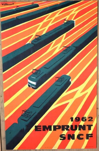 null Bernard VILLEMOT - SNCF. Emprunt 1962. 

100 x 62 cm.

(déchirures) 

Affiche...