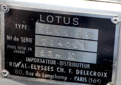 1965 - LOTUS ELAN 26R / FIA Carte Grise Française / French registration papers
N°...