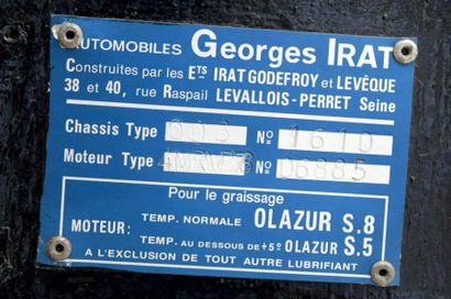 1939 - GEORGES IRAT 11CV OLC3 CABRIOLET Carte grise française / French registration...