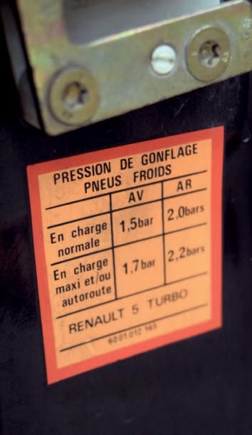 1983 - RENAULT R5 TURBO 2 Carte grise française / French registration papers
N° de...