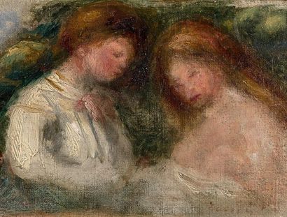 Pierre-Auguste RENOIR (1841-1919) 
Deux femmes dans une roseraie
Huile sur toile,...