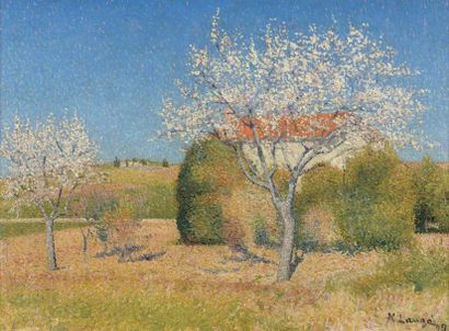 Achille LAUGE (1861-1944) 
Le jardin derrière l'Alouette, 1909
Huile sur toile, signée...