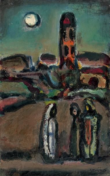 Georges ROUAULT (1871-1958) 
Les pèlerins ou clair de lune, circa 1946-1948
Huile...