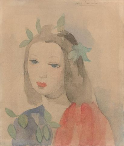 Marie LAURENCIN (1883-1956) 
Jeune fille
Aquarelle sur papier, signée en haut à droite
30...