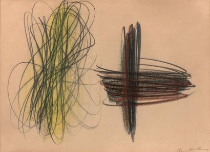 Hans HARTUNG (1904-1989) 
P1959-24, 1959
Pastel, crayon de couleur et crayon sur...