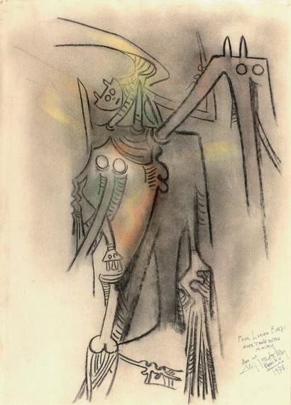 Wifredo LAM (1902-1982) 
Sans titre, 1972
Pastel sur papier, signé et dédicacé en...