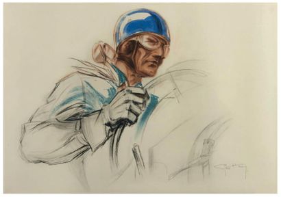 Géo HAM (Georges Hamel) 1900-1972 Pilote au casque bleu
Lithographie. Signée en bas...