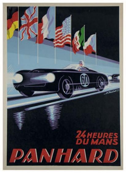 Alexis KOW (1901-1978) Panhard aux 24 Heures du Mans 1959
Affiche originale Papier...