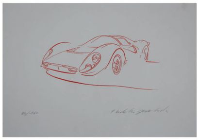 Hideki YOSHIDA Lithographie représentant la Ferrari P4
Numérotée 82/160, tampon en...