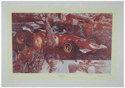 Craig Warwick Sérigraphie représentant
Mario Andretti dans sa Ferrari 312 B1 en 1971.
Signée...